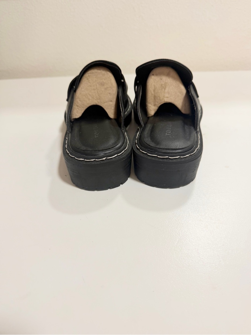 Torrid Women’s Black Leather LUG Slip-On Penny Loafer Mules - Picture 4 of 5